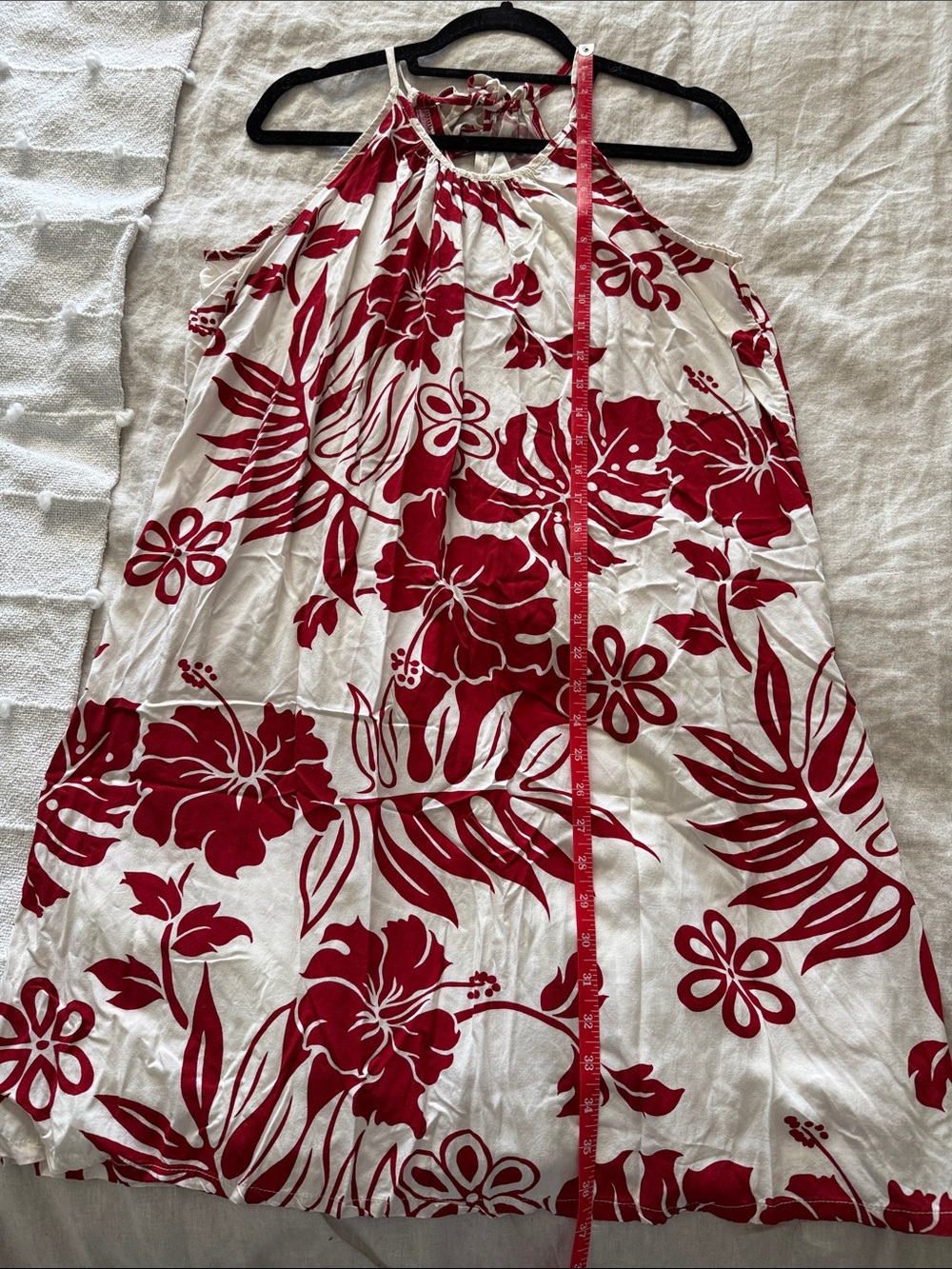 Red & White/Light Cream Floral Midi Dress - Sleeveless Summer Maxi - Picture 6 of 7